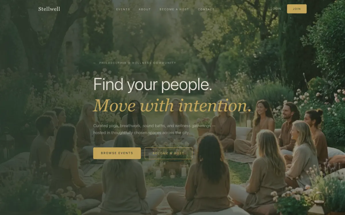 Stellwell Philadelphia wellness community website homepage