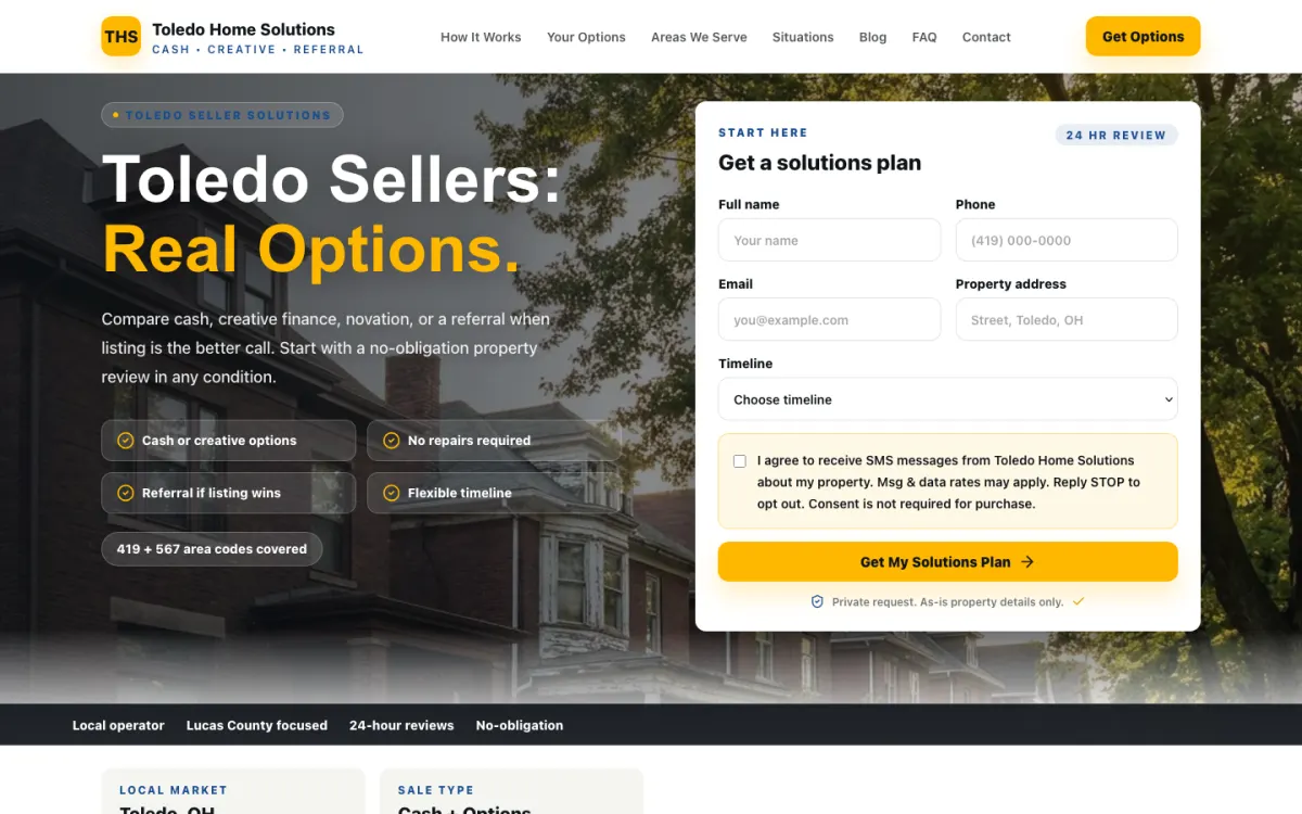 Toledo Home Solutions website homepage